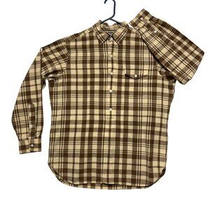 Polo Ralph Lauren Mens Brown & Beige Plaid‎ Pullover Size M Shirt